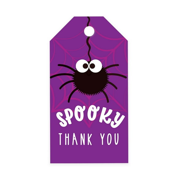 Koyal Wholesale 100-Pk Spooky Cute Spider Halloween Gift Tags With String, Favor Bag Tags Decoration 2 x 3.75 inch