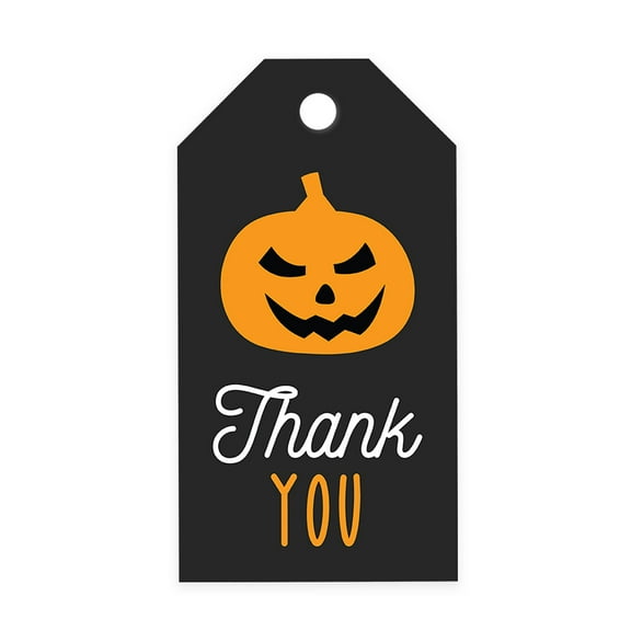 Koyal Wholesale 100-Pk Spooky Pumpkin Halloween Gift Tags With String, Favor Bag Tags Halloween Decorations
