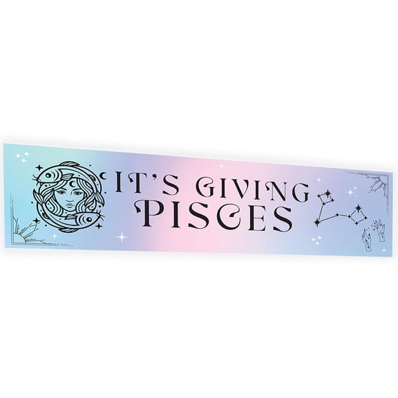 Koyal Wholesale 13x48 Inch It's Giving Pisces Birthday Banner, Zodiac Party Decor