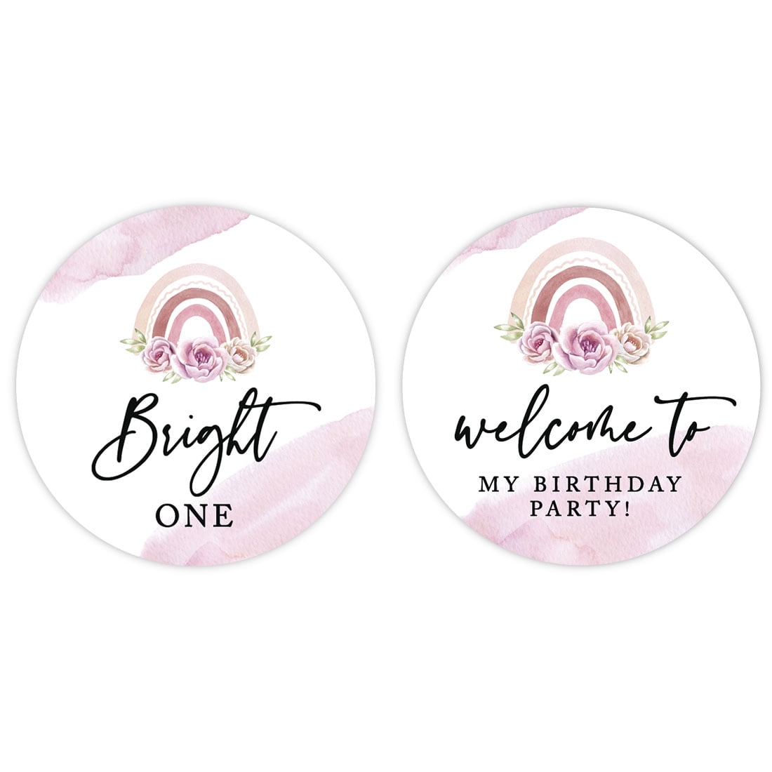 Koyal Wholesale 2" Birthday Floral Rainbow Round Cupcake Toppers DIY ...