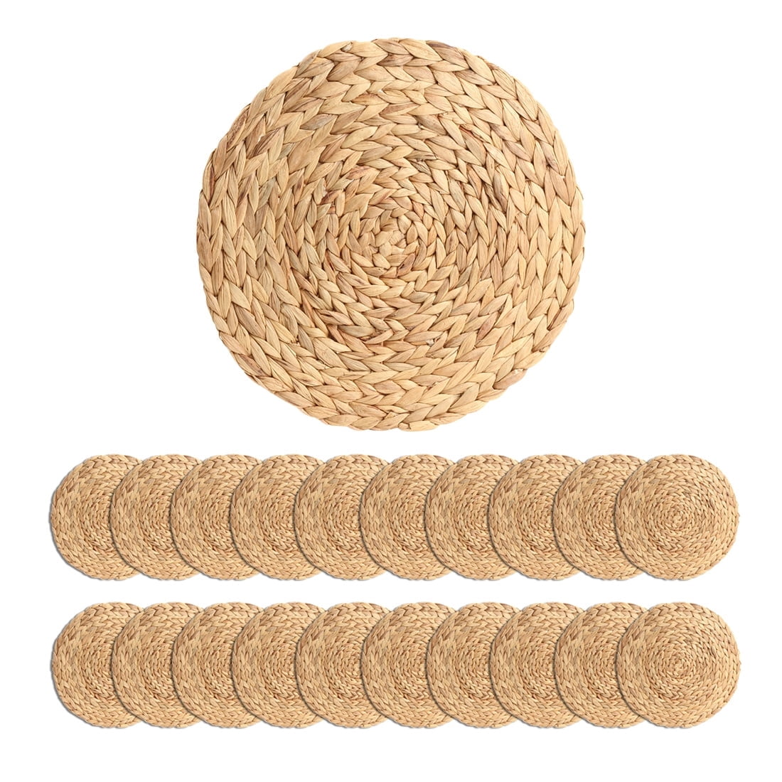 Koyal Wholesale 20-Pack Natural Water Hyacinth Placemats, 13-Inch Round Charger Plates