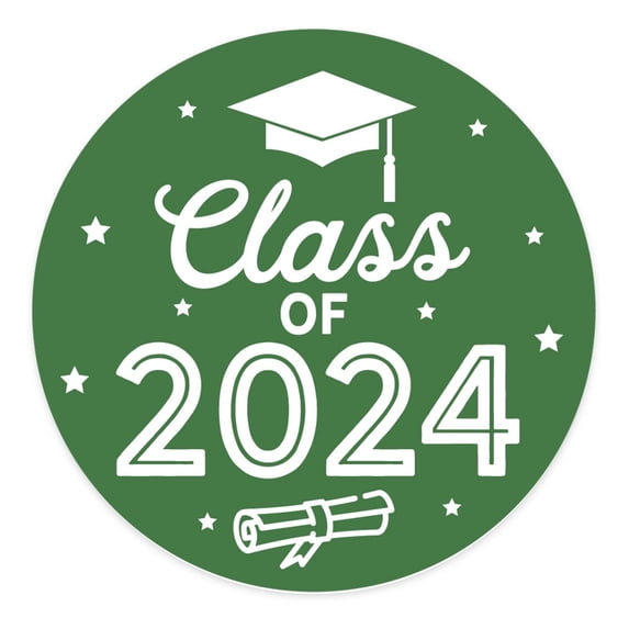 Koyal Wholesale 2024 Graduation Stickers, Green, Party Favors, Bulk 40 Pack, 2 Inch