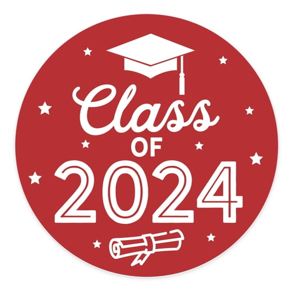 Koyal Wholesale 2024 Graduation Stickers, Red, Party Favors, Bulk 40 Pack, 2 Inch