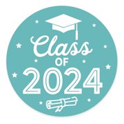 Koyal Wholesale 2024 Graduation Stickers, Teal, Party Favors, Bulk 40 Pack, 2 Inch
