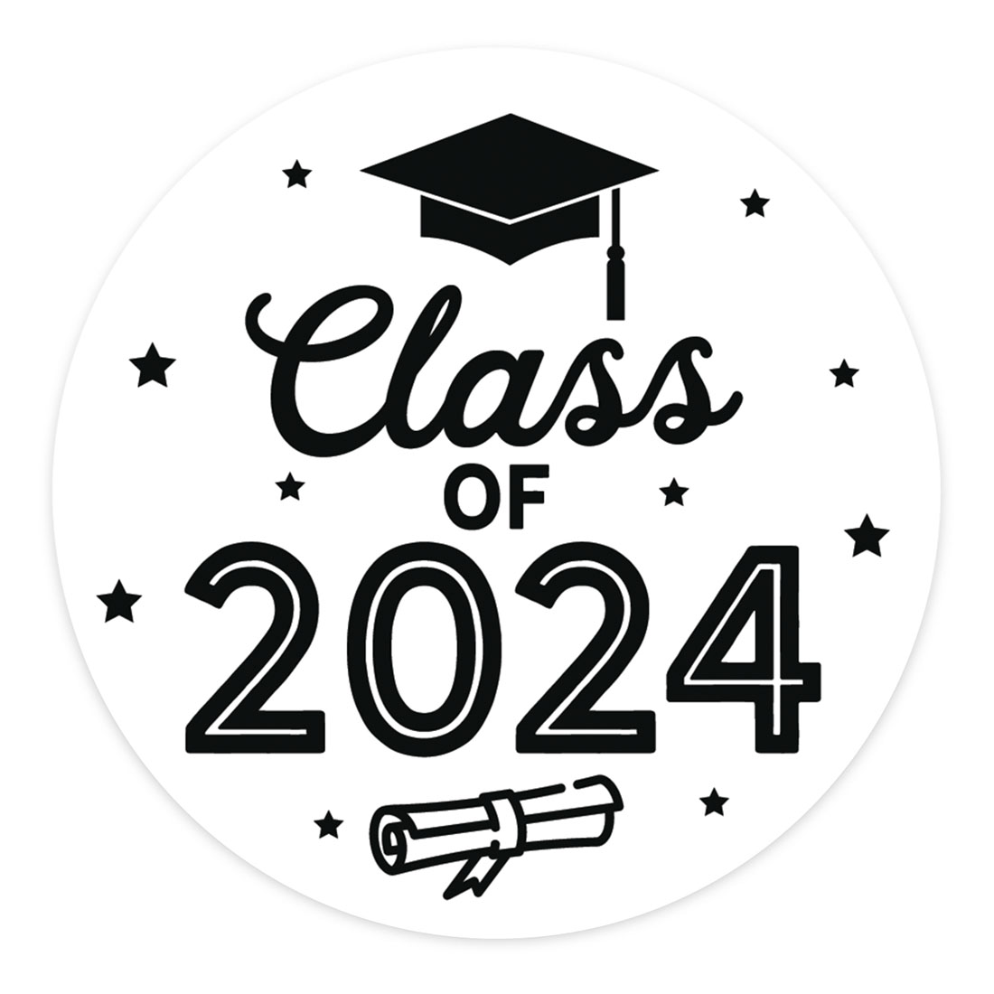 Koyal Wholesale 2024 Graduation Stickers, White, Party Favors, Bulk 40 Pack, 2 Inch