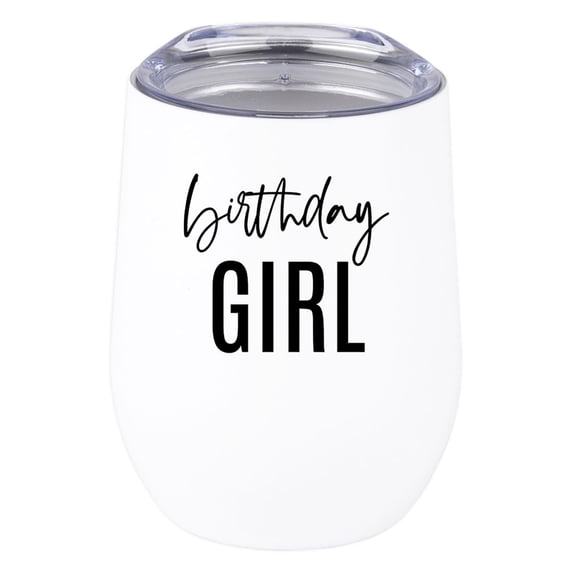 Koyal Wholesale 21st Birthday Wine Tumbler with Lid 12oz Stemless Stainless Steel Insulated Birthday Girl Travel Tumbler