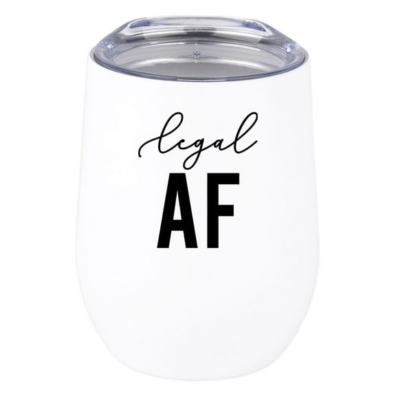 Koyal Wholesale 21st Birthday Wine Tumbler with Lid 12oz Stemless Stainless Steel Insulated Legal AF Travel Wine Tumbler