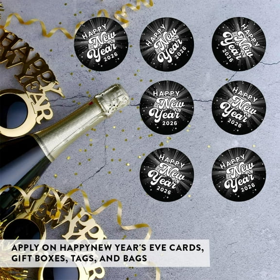 Koyal Wholesale 240 Pack Disco Ball Retro Chocolate Drop Labels, Happy New Year Stickers 20xx