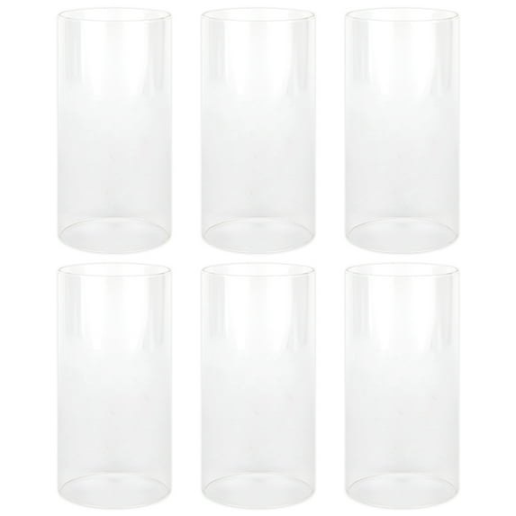 Koyal Wholesale 3.5" x 8" Glass Hurricane Candle Holder Shades - Chimney Glass Tube Covers Taper & Pillar Candles, 6pk