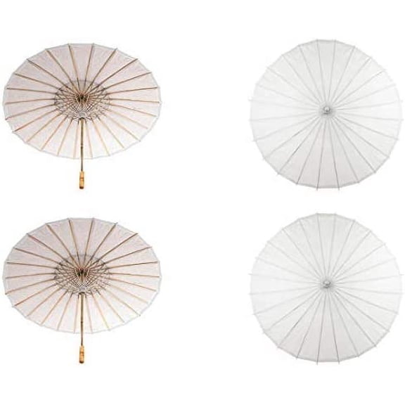Koyal Wholesale 32-Inch Light Gray Paper Parasol, 4-Pack Umbrella for Wedding, Party Favors, Summer Shade