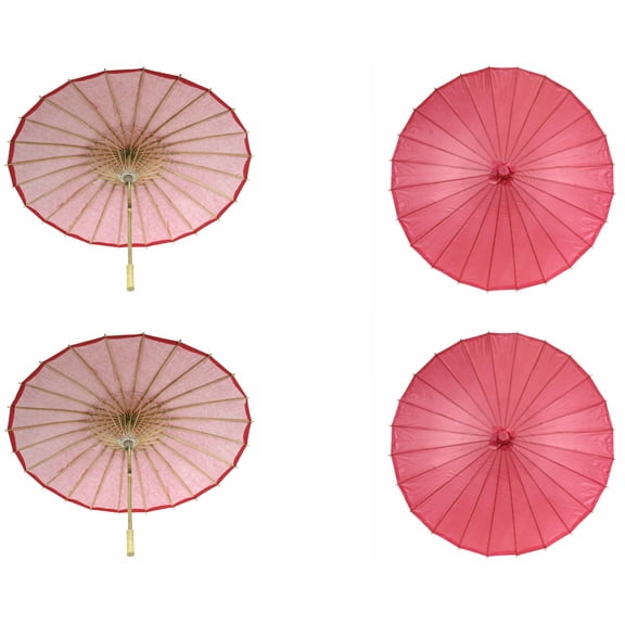 Koyal Wholesale 32-Inch Red Paper Parasol, 4-Pack Oriental Umbrella for Wedding, Party Favors, Summer Shade