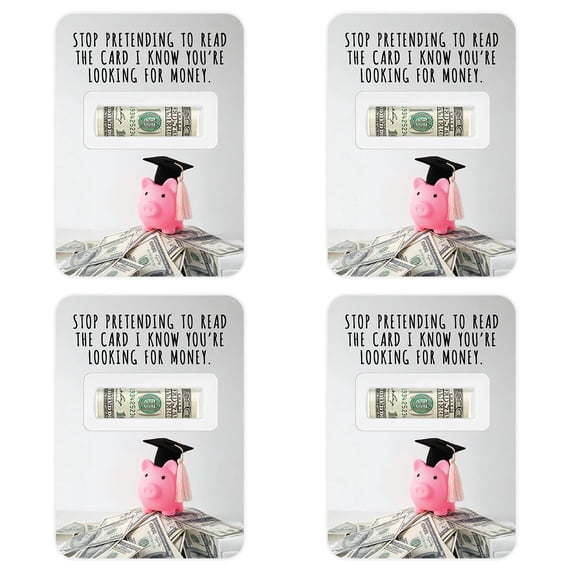 Koyal Wholesale 4-Pack Graduation Money Cards, Funny Looking for Money Gift 5x7