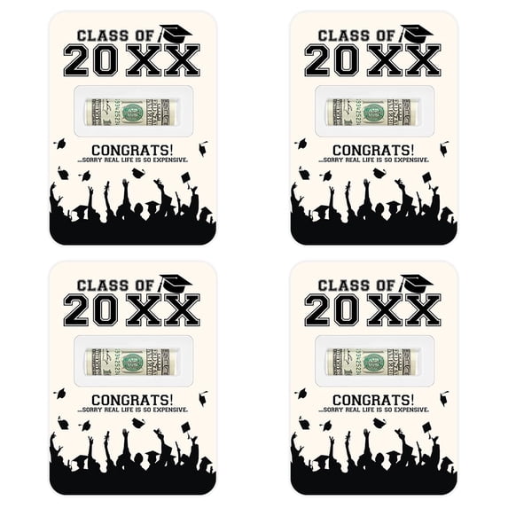 Koyal Wholesale 4-Pack Graduation Money Cards, Real Life Expensive Cap Toss 5x7