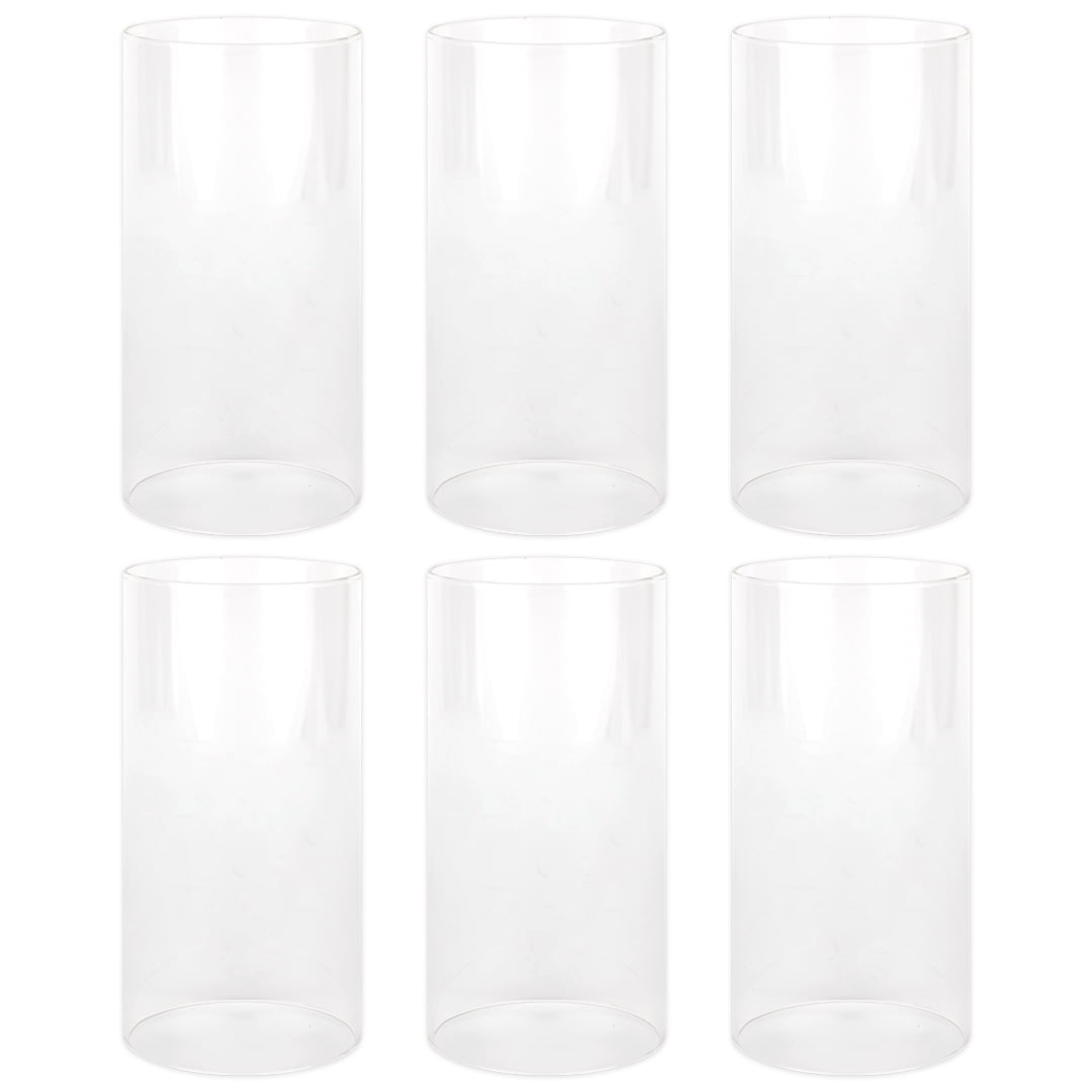 Set of 6 Clear Glass Hurricane Candle Holders