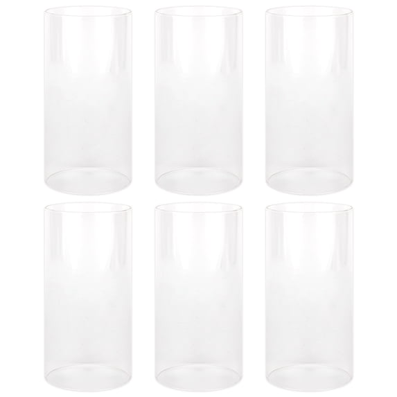 Koyal Wholesale 4" x 8" Glass Hurricane Candle Holder Shades - Chimney Glass Tube Covers for Taper & Pillar Candles, 6pk