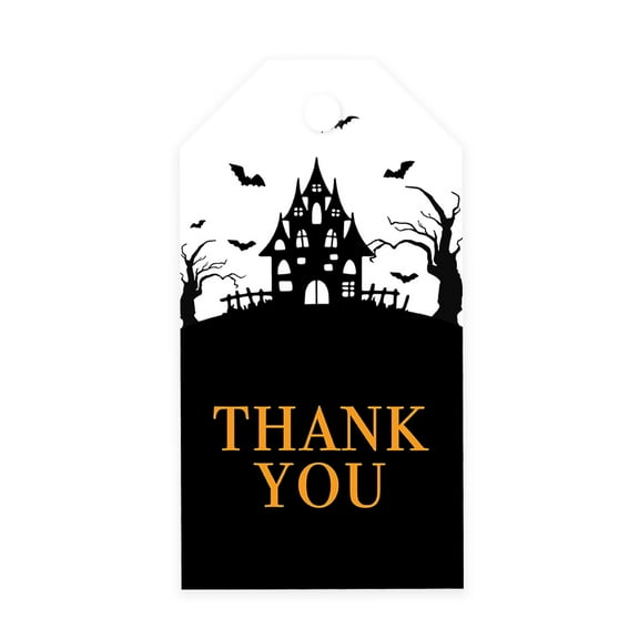Koyal Wholesale 40-Pk Haunted House Halloween Gift Tags With String, Favor Bag Tags Halloween Decorations 2 x 3.75 inch