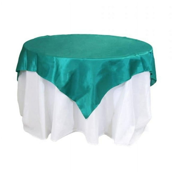 Koyal Wholesale 404091 Satin Table Overlay - Emerald - 90 x 90 in.