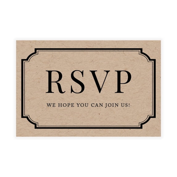 Koyal Wholesale 56-Pk RSVP Postcards for Wedding Kraft Brown Art Deco Cardstock Response Reply Cards, "4 x 6"