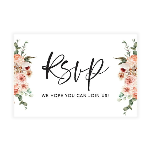 Koyal Wholesale 56-Pk RSVP Postcards for Wedding Neutral Coral Florals Cardstock Response Reply Cards, "4 x 6"