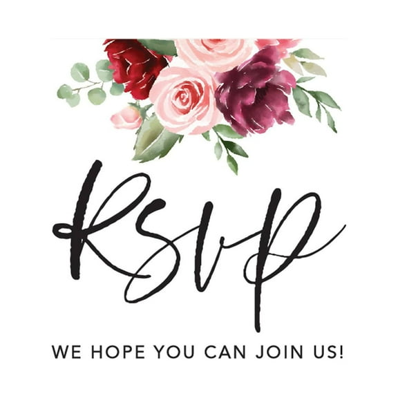 Koyal Wholesale 56-Pk RSVP Postcards for Wedding Pink and Burgundy Floral Cardstock Response Reply Cards, "4 x 6"