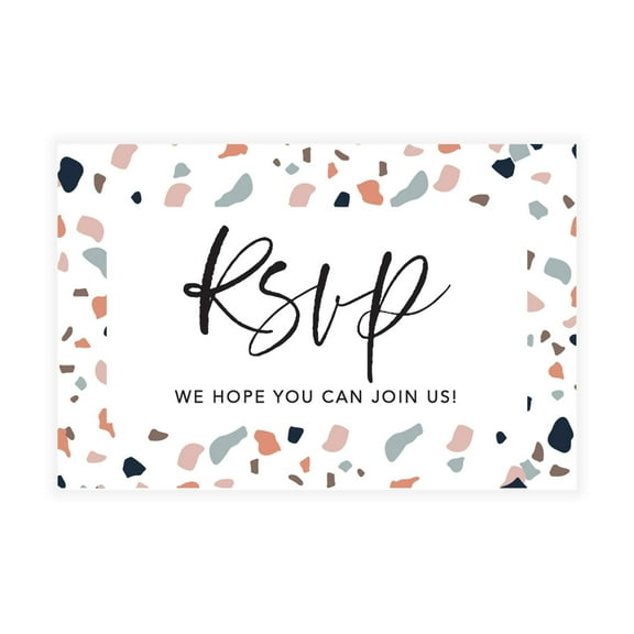 Koyal Wholesale 56-Pk RSVP Postcards for Wedding Terrazzo Cardstock Response Reply Cards, "4 x 6"