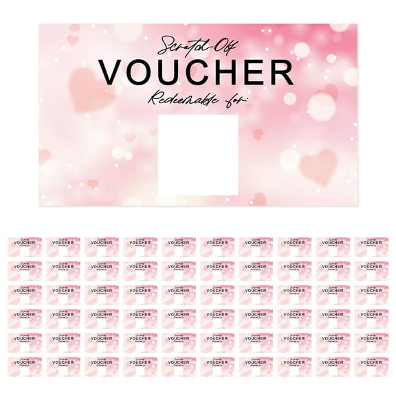 Koyal Wholesale 60 Fill In DIY Scratch-Off Vouchers Couples Date Cards, Blurred Hearts, Valentine's Day Love Coupons