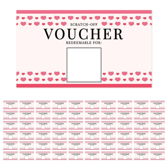 Koyal Wholesale 60 Fill In DIY Scratch-Off Vouchers Couples Date Cards, Heart Border, Valentine's Day Love Coupons