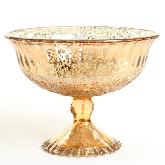 Koyal Wholesale 7-Inch Rose Gold Glass Compote Bowl Pedestal Flower Bowl Centerpiece