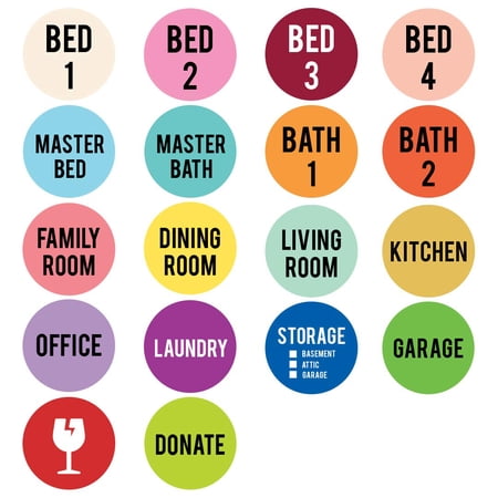 Koyal Wholesale 720 Color Coded Moving Labels for Boxes, 2 Inch Circle Stickers