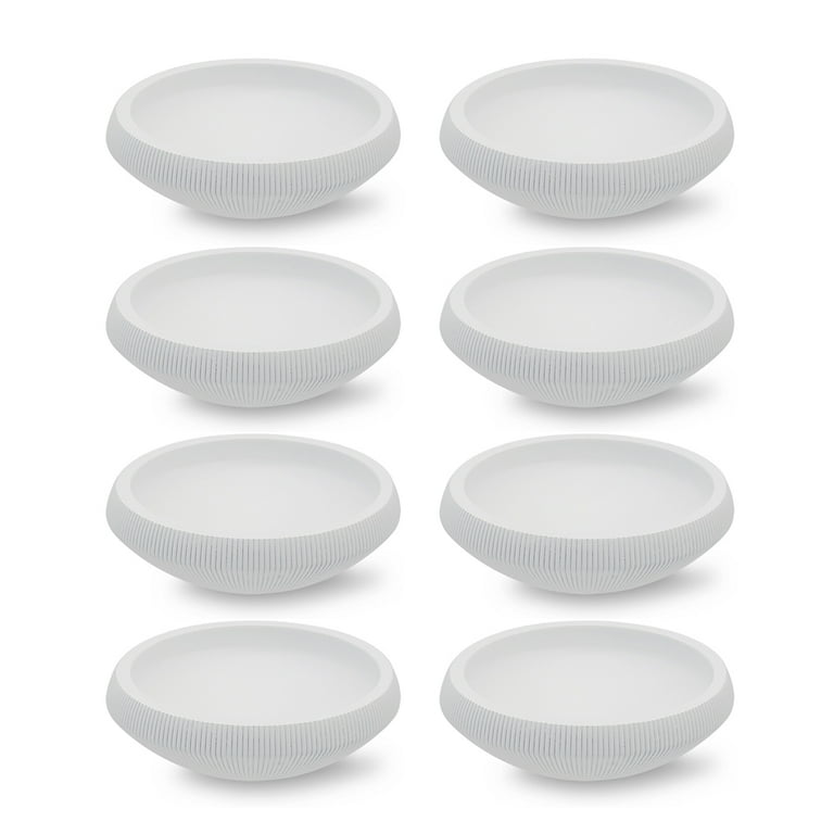 Koyal Wholesale 8 Pack White Ribbed Shallow Plant Pots, Succulent Pots,  Small Succulent Planter for Succulent Garden