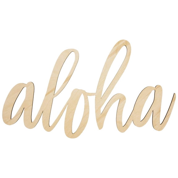 Koyal Wholesale Aloha Bar Sign, Scripted Laser Cut Wood Sign for Tropical Bar Table, Hawaiian Luau, Bridal Shower