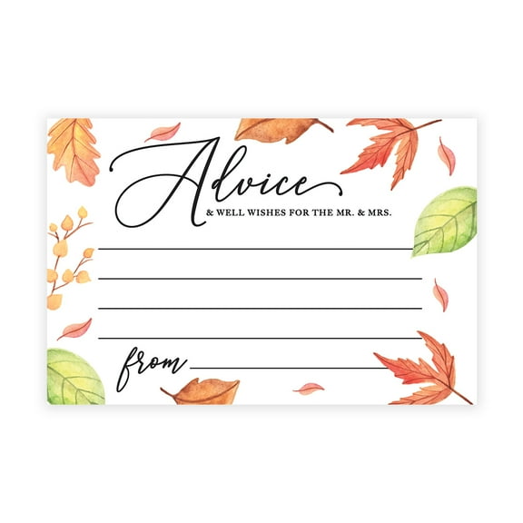 Koyal Wholesale Autumn Fall Foliage Wedding Advice & Well Wishes Guest Book Cards for Bride and Groom, 56 Pack