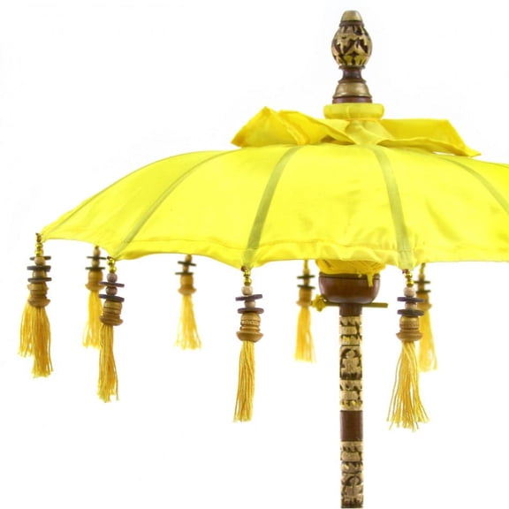 Koyal Wholesale Bali Umbrella Stand 34-Inch Yellow Moroccan Style Free-Standing Decor