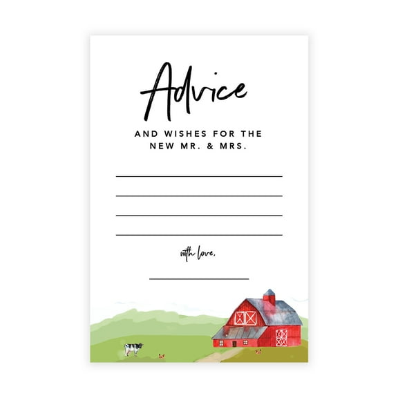 Koyal Wholesale Barn Farm Wedding Advice & Well Wishes Guest Book Cards for Bride and Groom, 56 Pack
