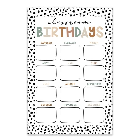 Koyal Wholesale Birthday Chart 12x18 300 GSM Birthday Calendar Boho Design