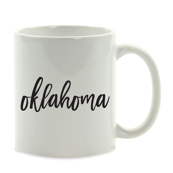 Koyal Wholesale Black Calligraphy Oklahoma US State Ceramic Coffee Mug
