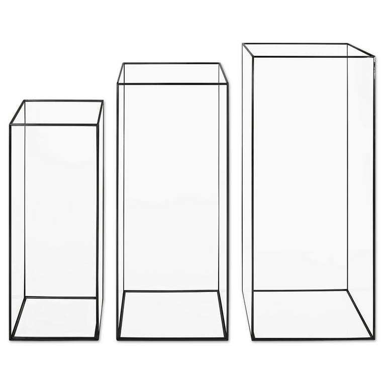 Koyal Wholesale Black Tall Hurricane Glass Candle Holders