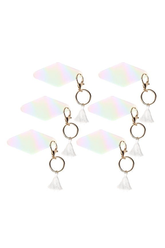 Blank Acrylic Iridescent Keychains for Bridesmaids, Bride, Bridal Party, Wedding, Set of 12