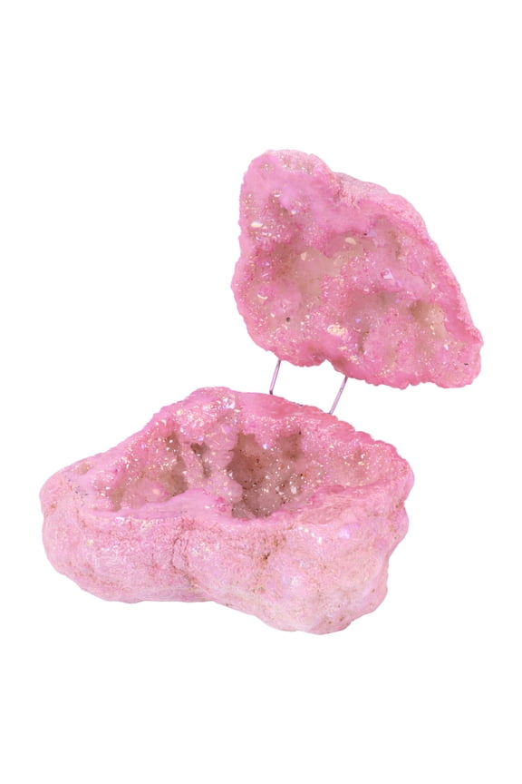 Blush Pink Crystal Geode Round Ring Box, for Proposal, Engagement, Keepsake, Agate, Quartz