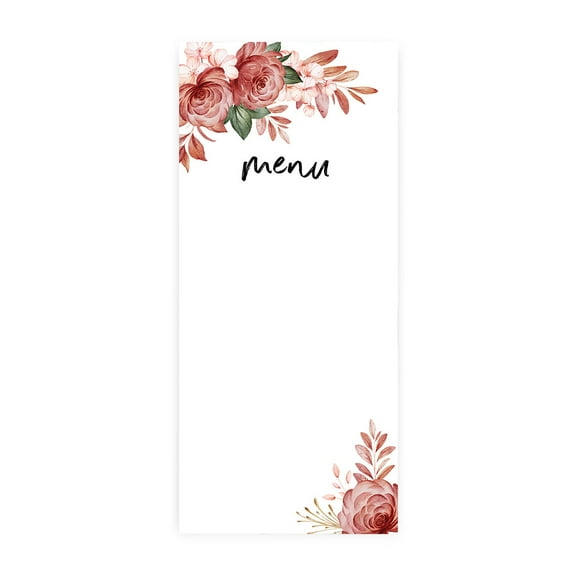 Koyal Wholesale Boho Floral Printable Wedding Paper Menu Cards for DIY Printer, Pack of 52