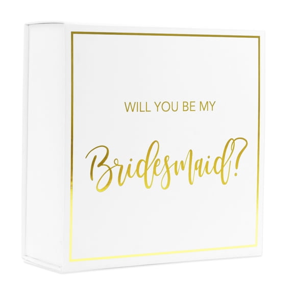 Koyal Wholesale Bridesmaid Proposal Box, Real Gold Foil, Set of 5 Pack DIY Bridal Party Gift Box, Empty Cardboard Box