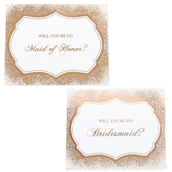 Koyal Wholesale Bridesmaid Proposal Wine Labels, Real Rose Gold Foil Waterproof Stickers, Set of 8 Pack