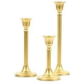 thumbnail image 1 of Koyal Wholesale Brushed Gold Taper Candle Holders, Set of 3, 1 of 5