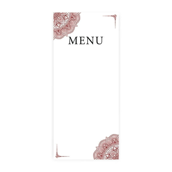 Koyal Wholesale Burgundy Elegant Ornate Printable Wedding Paper Menu Cards for DIY Printer, Pack of 52