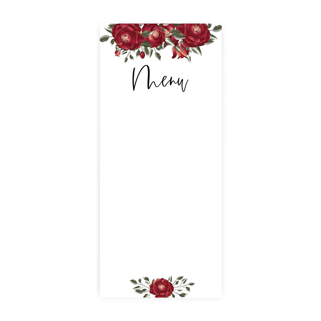 Koyal Wholesale Burgundy Roses Printable Wedding Paper Menu Cards for DIY Printer, Pack of 52