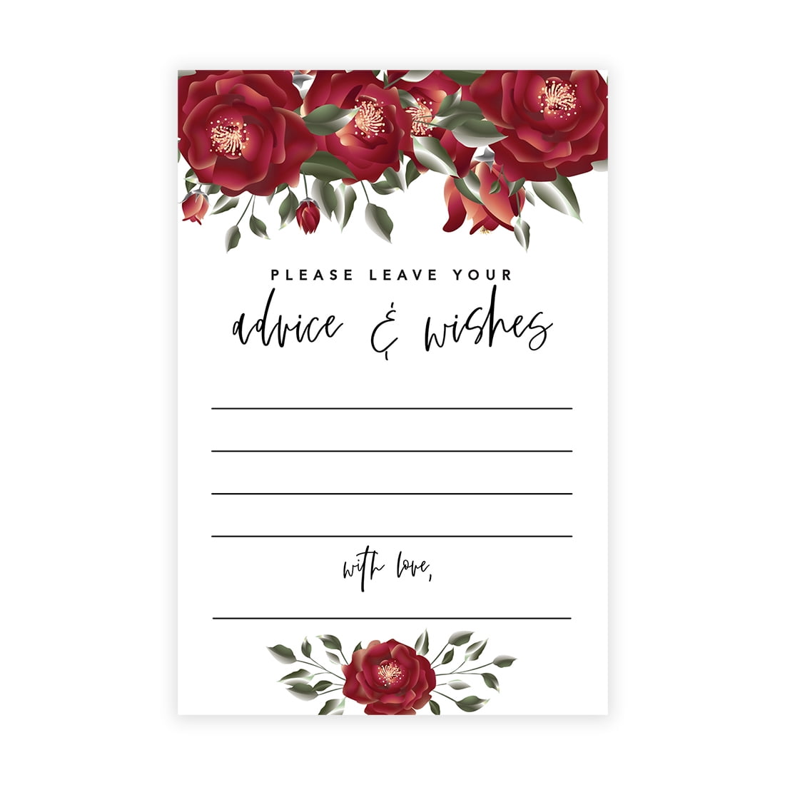Koyal Wholesale Burgundy Roses Wedding Advice & Well Wishes Guest Book