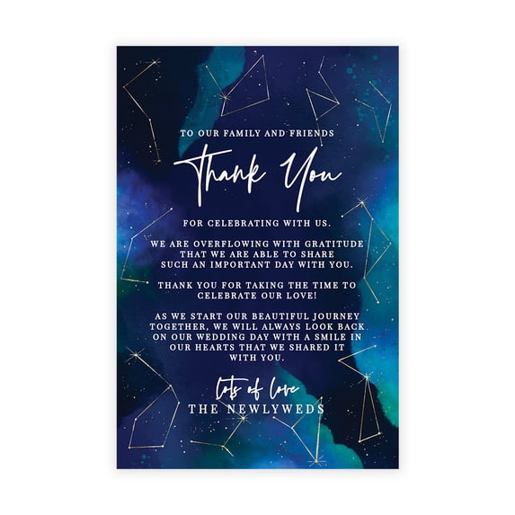 Koyal Wholesale Celestial Astrology Wedding Thank You Place Setting Cards for Table Reception, Dinner Plates, 56-Pack