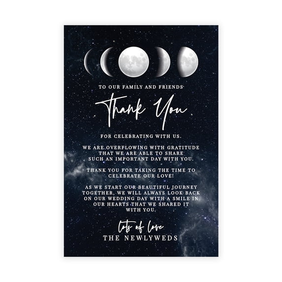 Koyal Wholesale Celestial Moon Phase Wedding Thank You Place Setting Cards for Table Reception, Dinner Plates, 56-Pack