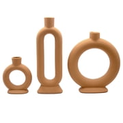 Koyal Wholesale Ceramic Abstract Taper Candle Holders For Candlesticks, Set of 3 - Matte Terracotta