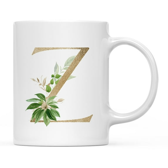 Koyal Wholesale Ceramic Coffee Mug, Exotic Tropical Monogram, Letter Z